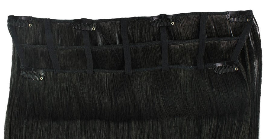 HPO Straight Dark Black High Heat Clip-In Synthetic Extension (16 in) ST-002…