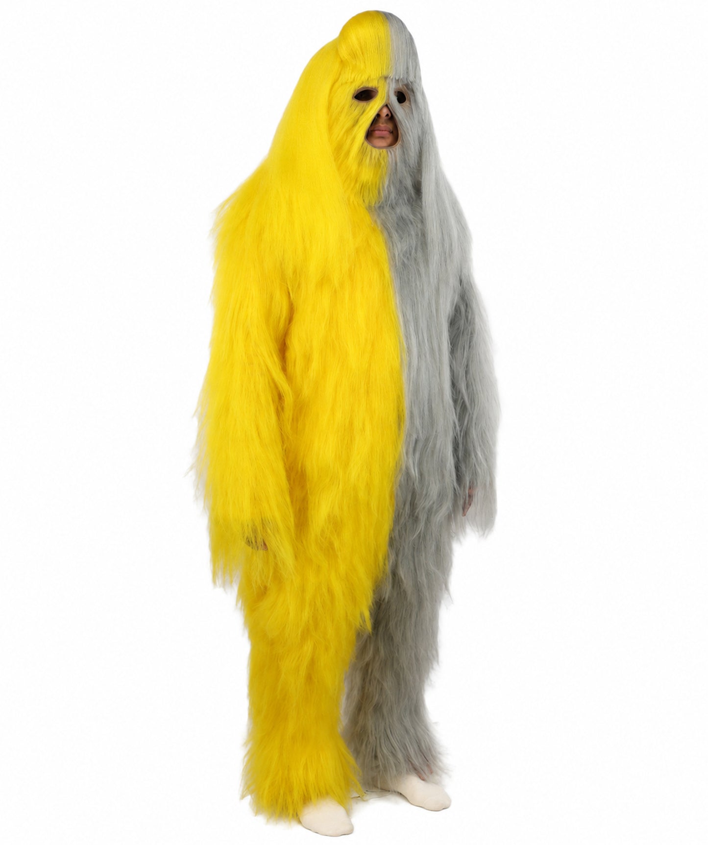 HPO  Extreme Hairy Person Two Part Costume, Mask and Bundle Set - Full-Body Hair Suit Extra-Long Costume Wig for Halloween, Cosplay & Parties - Multiple Color Options