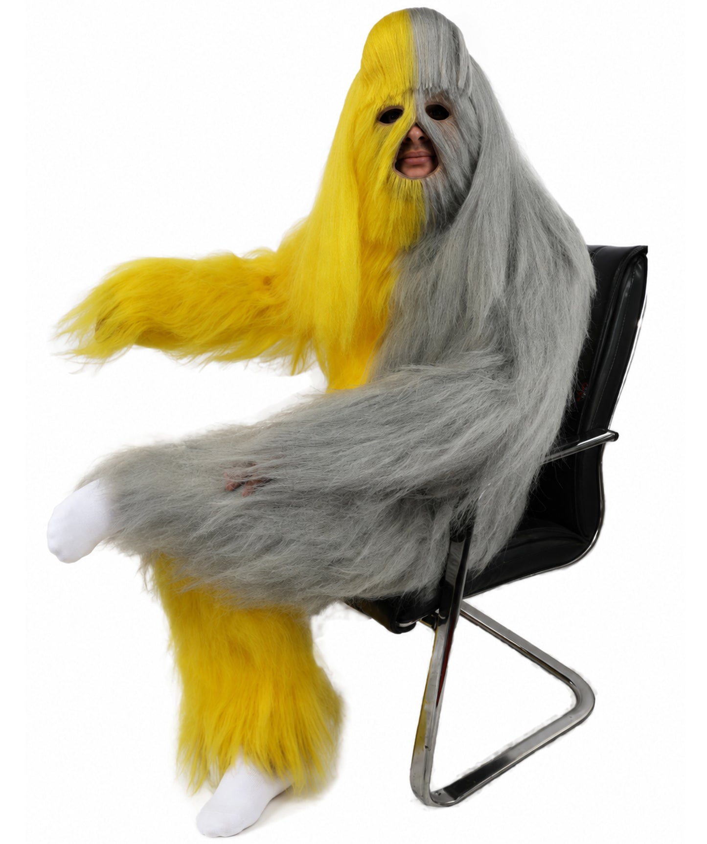 HPO  Extreme Hairy Person Two Part Costume, Mask and Bundle Set - Full-Body Hair Suit Extra-Long Costume Wig for Halloween, Cosplay & Parties - Multiple Color Options