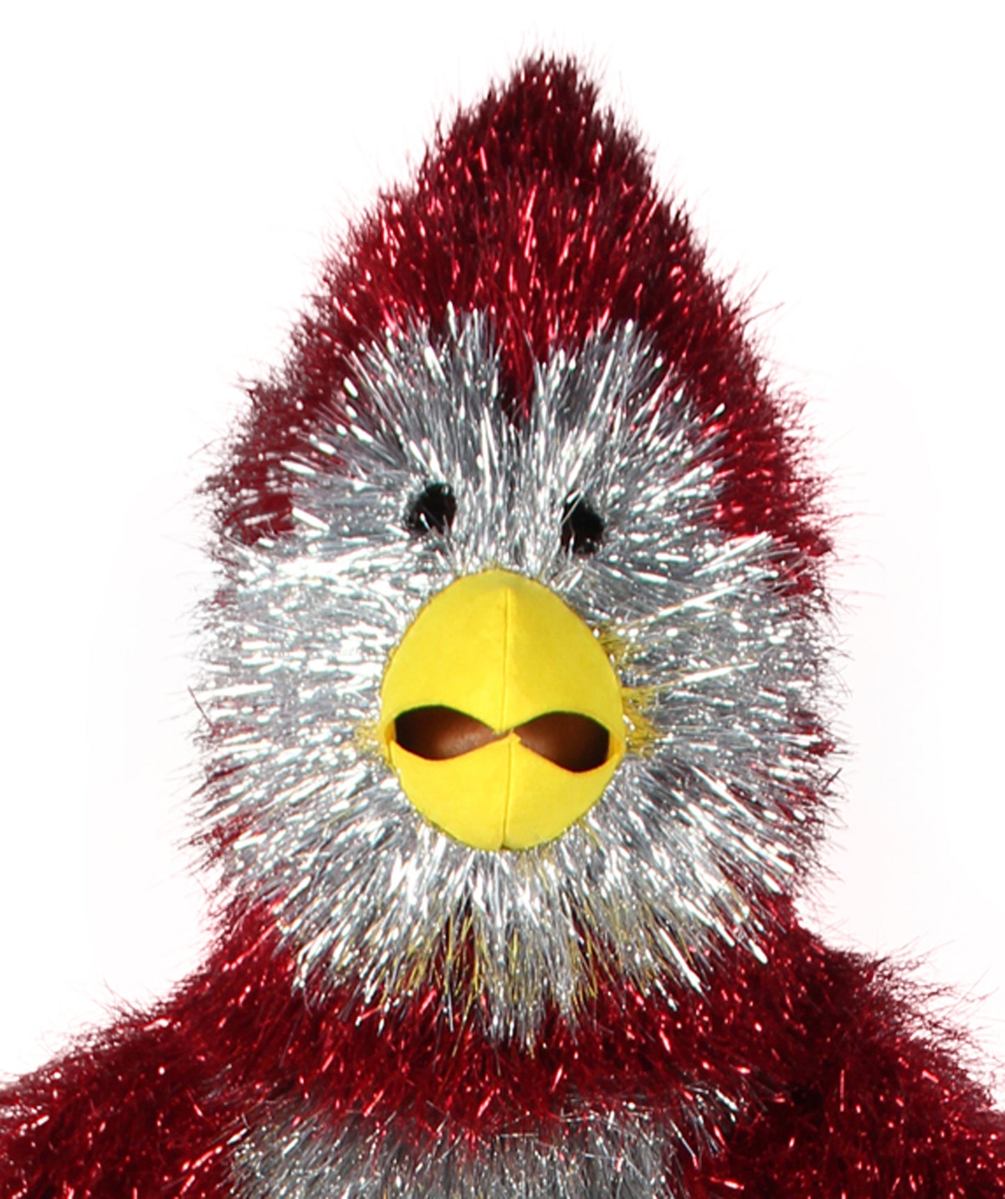 HPO Men's Furry Cardinal Mascot Tinsel Mask Costume, Halloween-Mask, Flame-retardant Tinsel Material