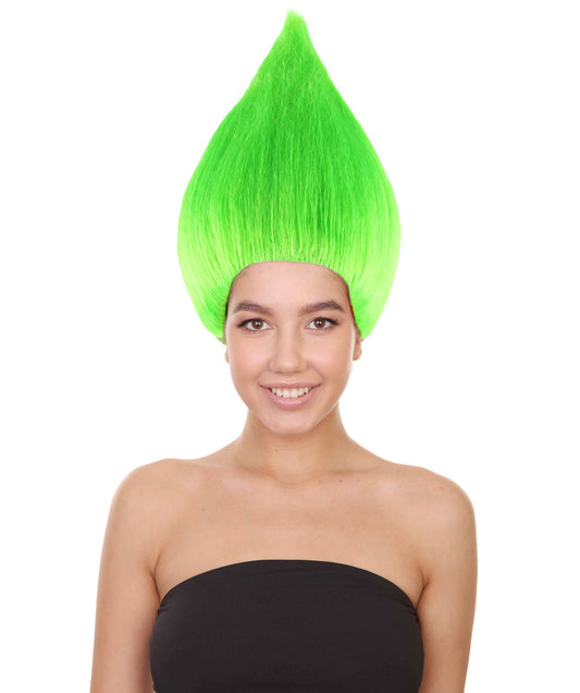 Troll Style Unisex Wig Santa's helper Neon Green Kids Wig | HPO