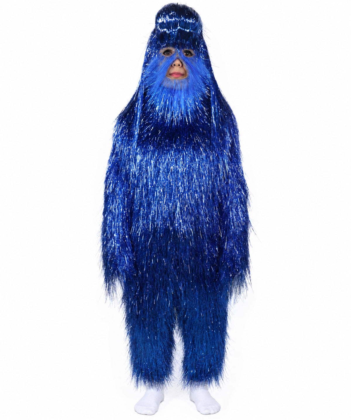 HPO Unisex Teen Extreme Tinsel Hairy Person Costume Bundle & Mask Set - Full-Body Tinsel Hair Suit Extra-Long Costume Wig for Halloween, Cosplay & Parties - Multiple Color Options