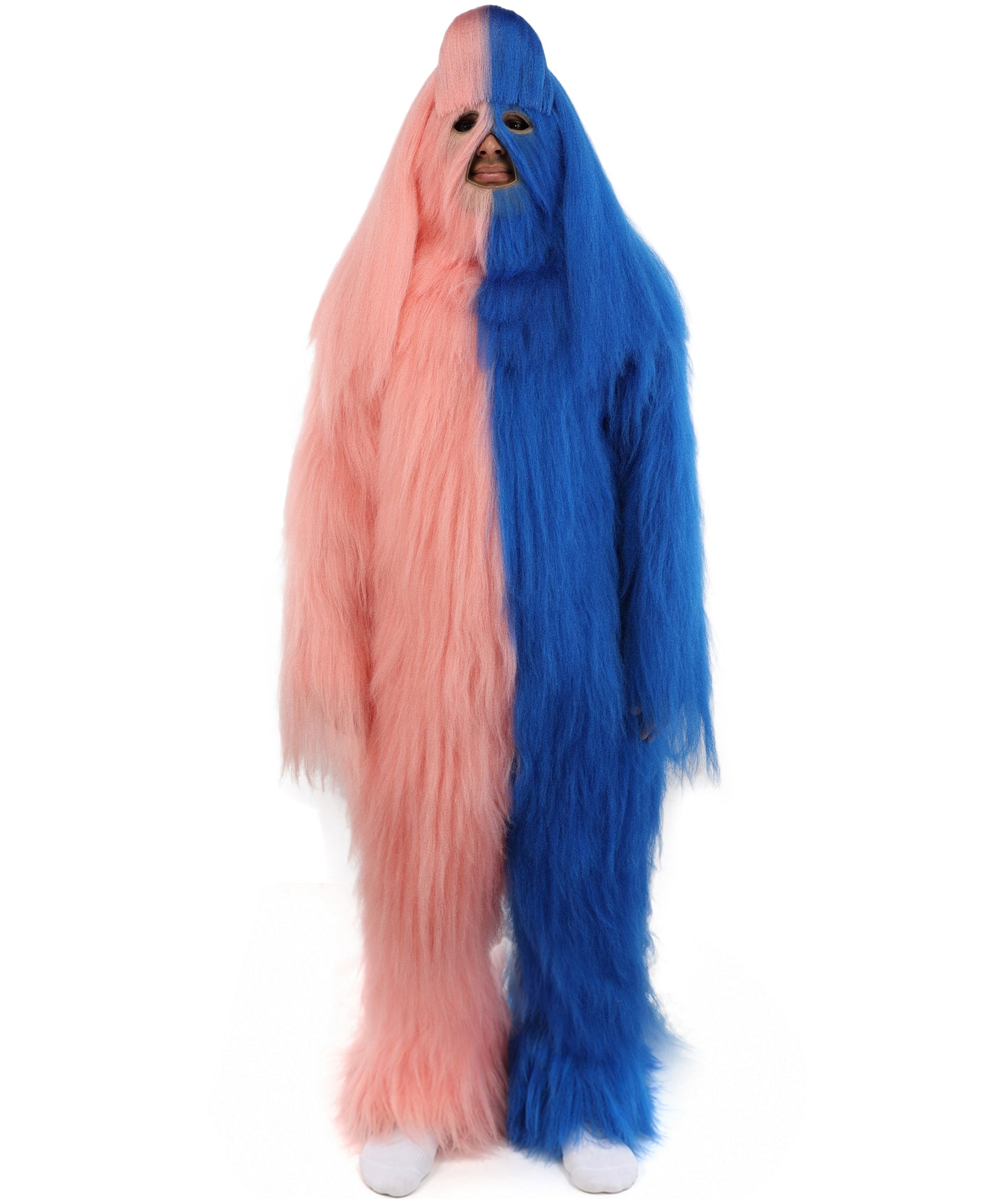 HPO  Extreme Hairy Person Two Part Costume, Mask and Bundle Set - Full-Body Hair Suit Extra-Long Costume Wig for Halloween, Cosplay & Parties - Multiple Color Options