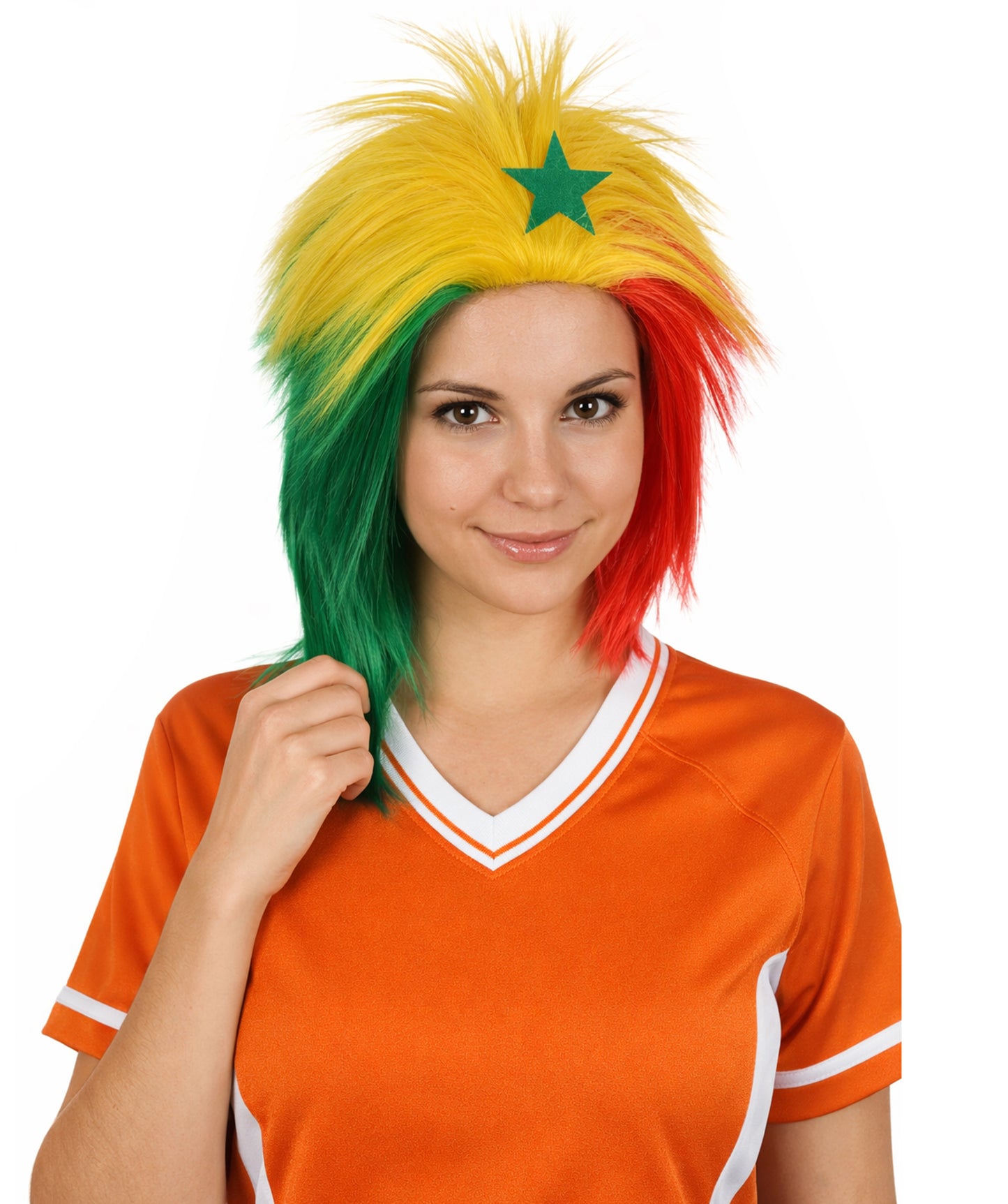 Senegal Flag Sports,80's Mullet Wig | Premium Breathable Capless Cap