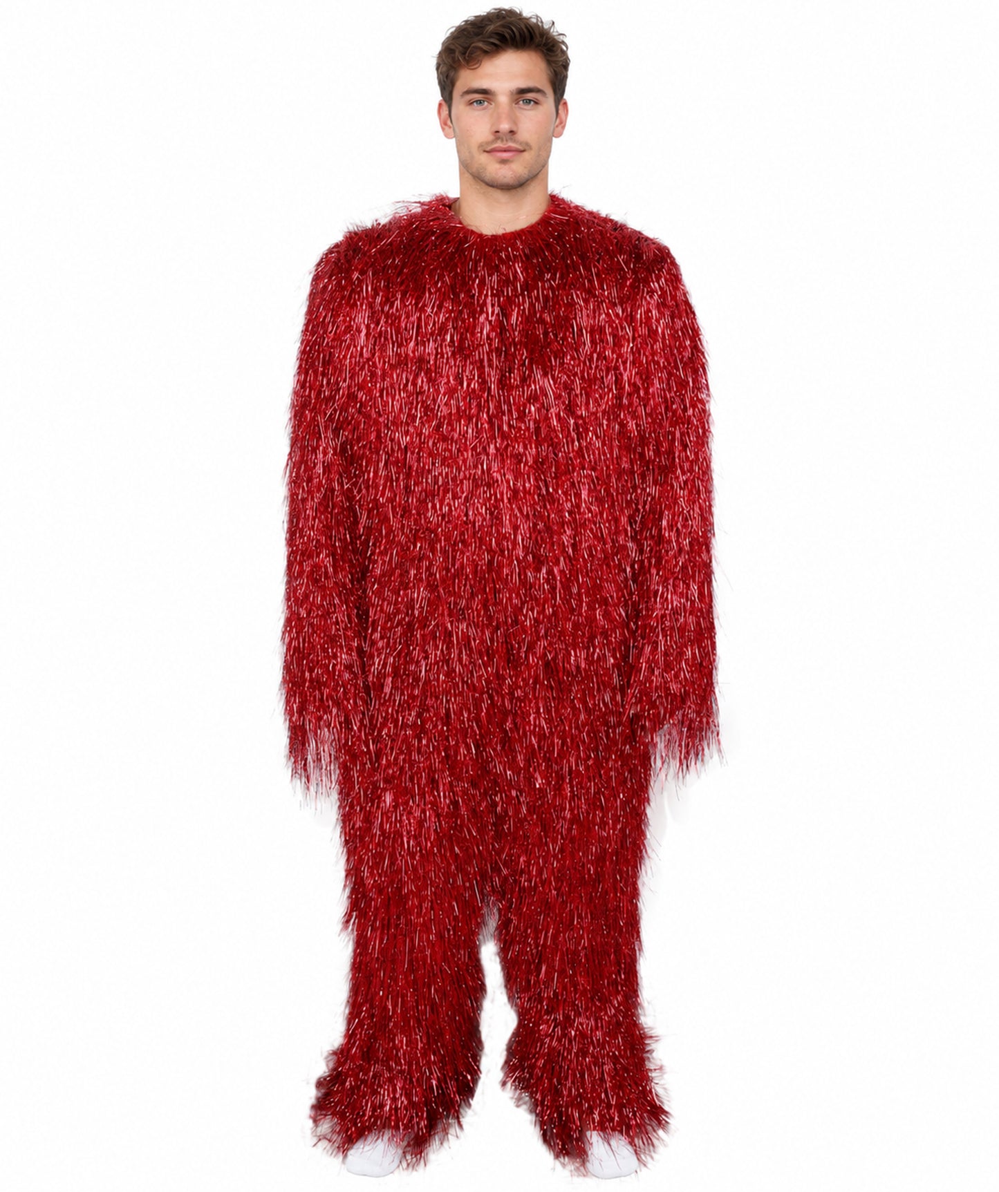 HPO UnisexTinsel Hairy Costume, Bundle & Mask Set | Full-Body Suit & Matching Mask | Long Hair Funny Costume for Halloween, Performers, Cosplay & Mascots | Multicolor Options