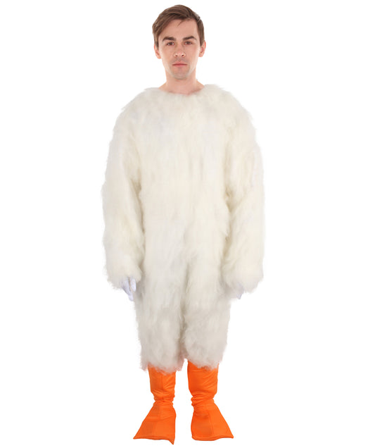 White and Orange Furry Storke Costume with Beak and Tail I Best for Halloween I Flame-retardant Synthetic Fiber