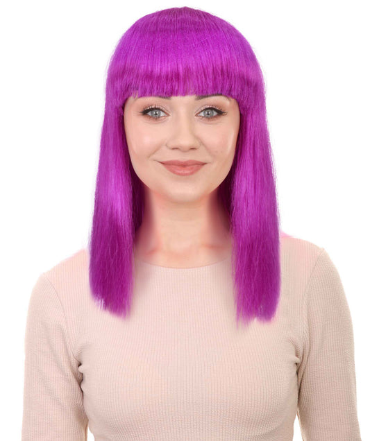 Women’s Light Purple Long Wig I Perfect for Halloween I Flame-retardant Synthetic Fiber