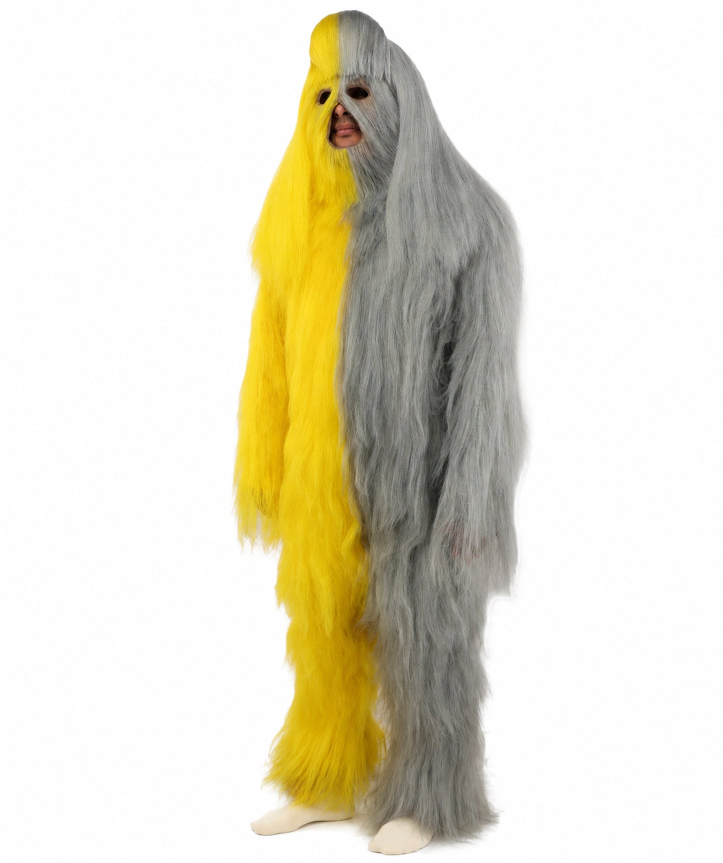 HPO  Extreme Hairy Person Two Part Costume, Mask and Bundle Set - Full-Body Hair Suit Extra-Long Costume Wig for Halloween, Cosplay & Parties - Multiple Color Options