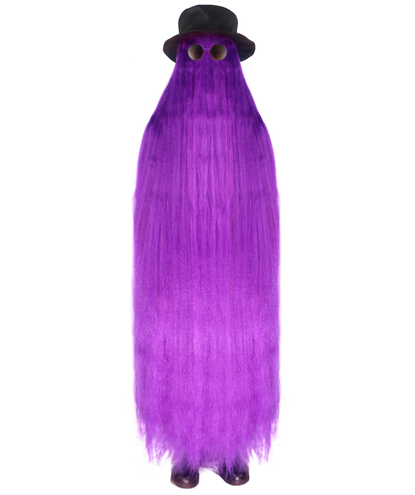 Adult Hairy Cousin It 66 Inch Long Full Costume with Wig , Hat and Glass| Multiple Color Options | Flame-retardant Synthetic Fabric