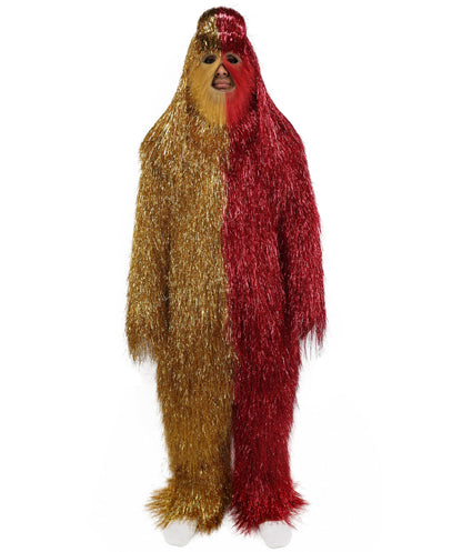 HPO Unisex Tinsel Hairy Two-Part Costume, Bundle & Mask Set | Full-Body Suit & Matching Mask | Long Hair Funny Costume for Halloween, Performers, Cosplay & Mascots