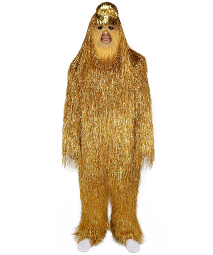 HPO UnisexTinsel Hairy Costume, Bundle & Mask Set | Full-Body Suit & Matching Mask | Long Hair Funny Costume for Halloween, Performers, Cosplay & Mascots | Multicolor Options