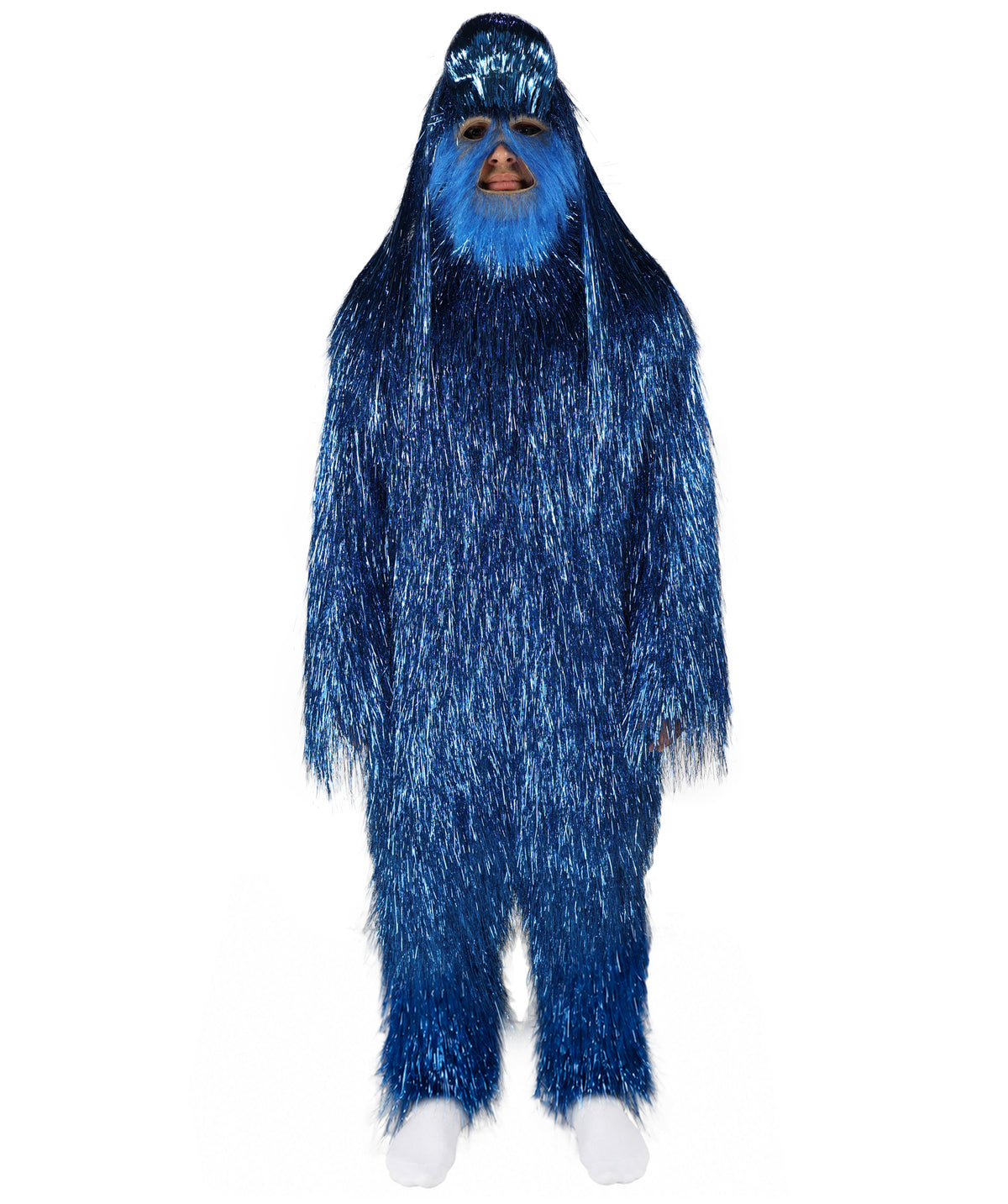 HPO UnisexTinsel Hairy Costume, Bundle & Mask Set | Full-Body Suit & Matching Mask | Long Hair Funny Costume for Halloween, Performers, Cosplay & Mascots | Multicolor Options