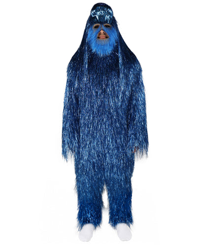 HPO UnisexTinsel Hairy Costume, Bundle & Mask Set | Full-Body Suit & Matching Mask | Long Hair Funny Costume for Halloween, Performers, Cosplay & Mascots | Multicolor Options