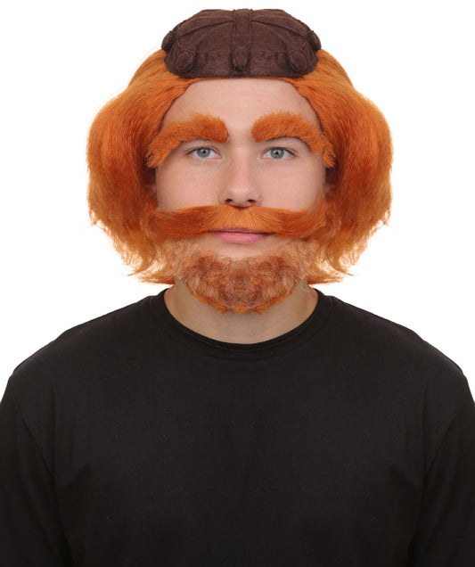 Curly Red Wig with Beard