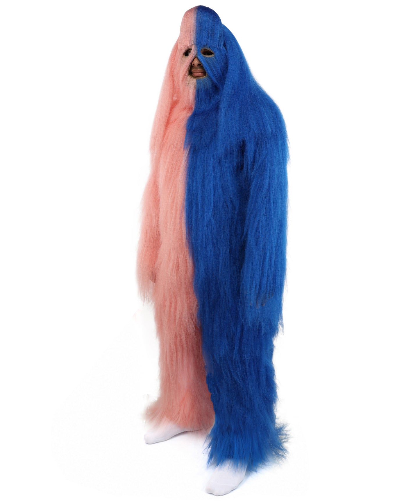 HPO  Extreme Hairy Person Two Part Costume, Mask and Bundle Set - Full-Body Hair Suit Extra-Long Costume Wig for Halloween, Cosplay & Parties - Multiple Color Options