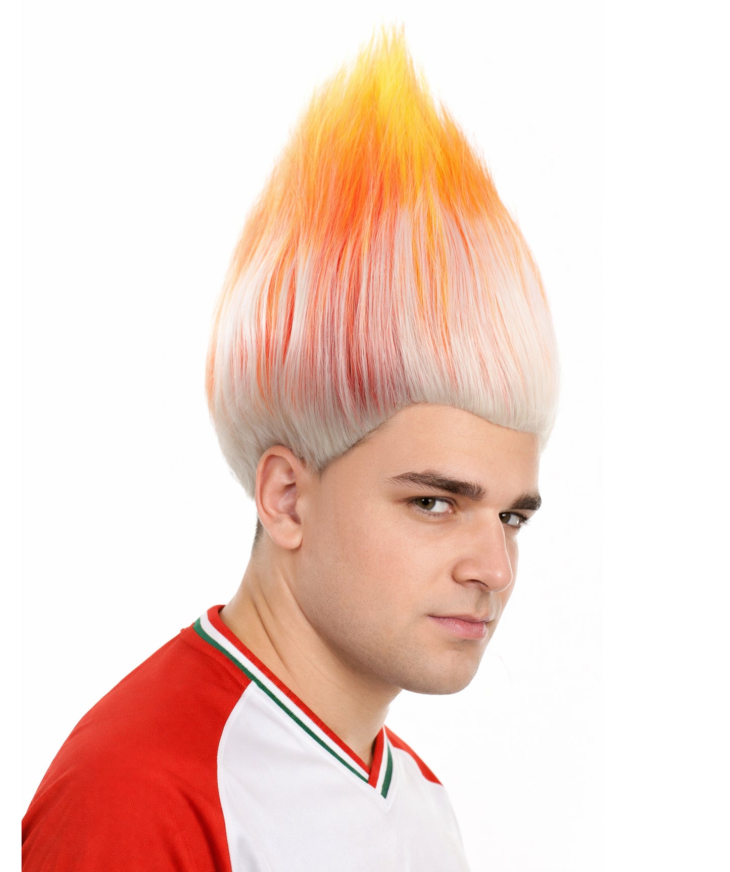 Unisex Adult & Kids Wig | Trolls Orange & White Wig | Premium Breathable Capless Cap