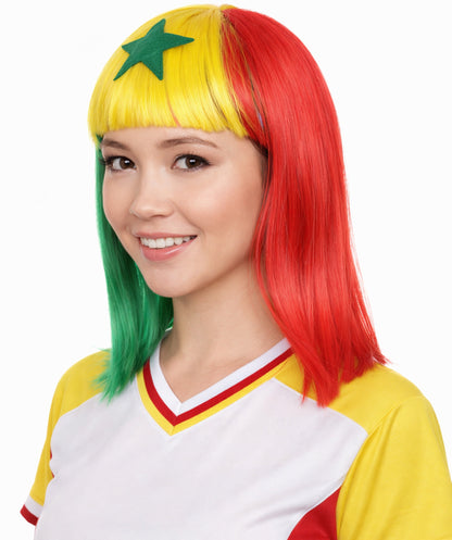 Senegal Flag Sport Party Bob Wig | Multicolor Africa National Pride Wigs | Premium Breathable Capless Cap
