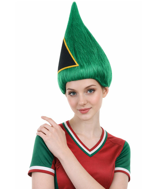 South Africa Flag Troll Wig | National Pride Green Sport Wig | Premium Breathable Capless Cap