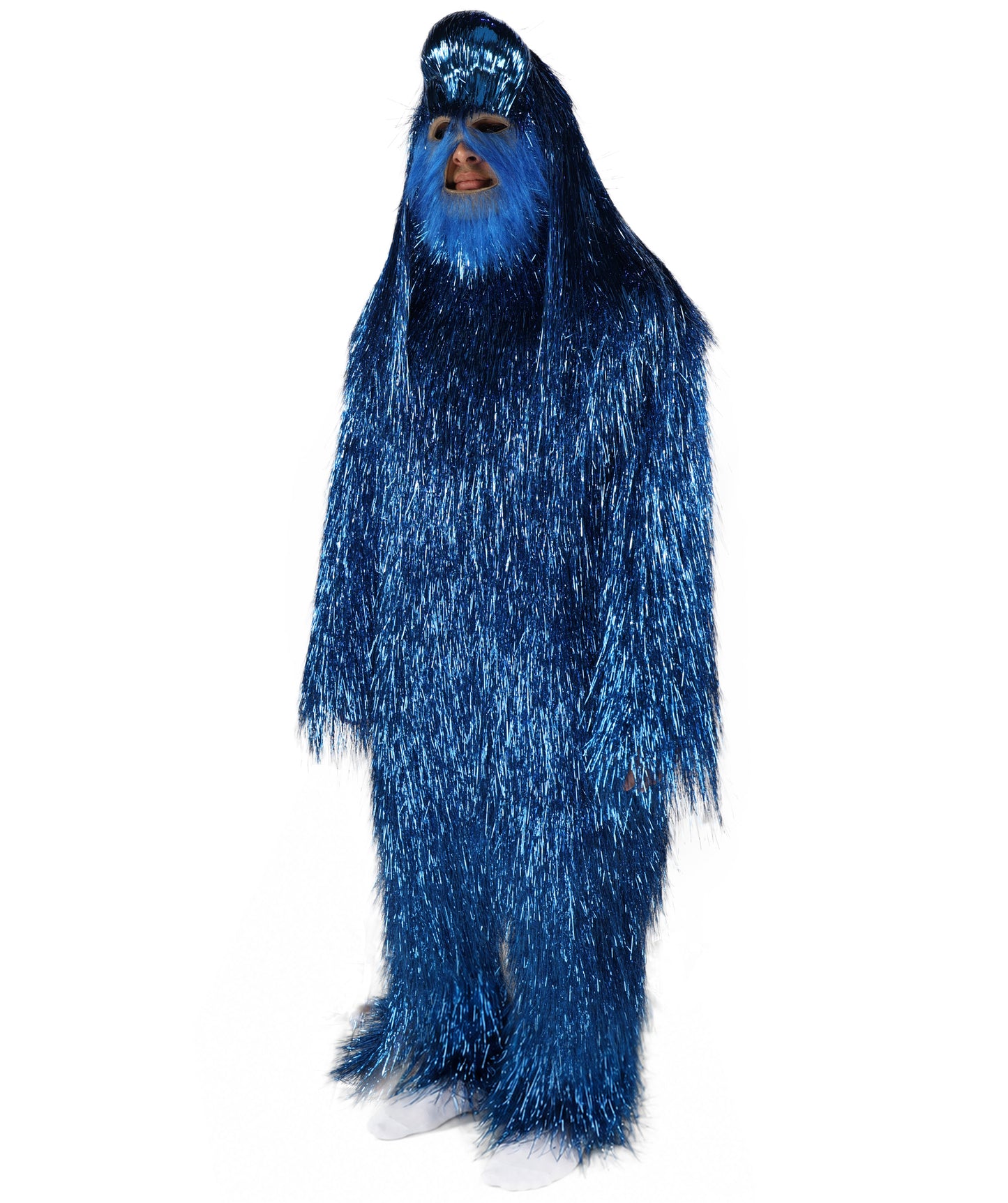 HPO UnisexTinsel Hairy Costume, Bundle & Mask Set | Full-Body Suit & Matching Mask | Long Hair Funny Costume for Halloween, Performers, Cosplay & Mascots | Multicolor Options