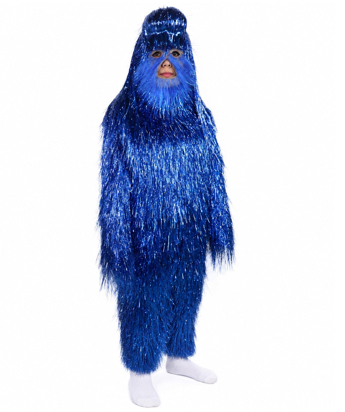 HPO Unisex Teen Extreme Tinsel Hairy Person Costume Bundle & Mask Set - Full-Body Tinsel Hair Suit Extra-Long Costume Wig for Halloween, Cosplay & Parties - Multiple Color Options