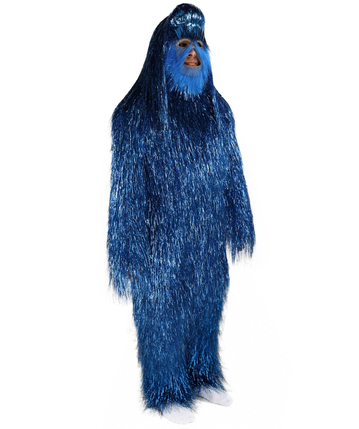 HPO UnisexTinsel Hairy Costume, Bundle & Mask Set | Full-Body Suit & Matching Mask | Long Hair Funny Costume for Halloween, Performers, Cosplay & Mascots | Multicolor Options