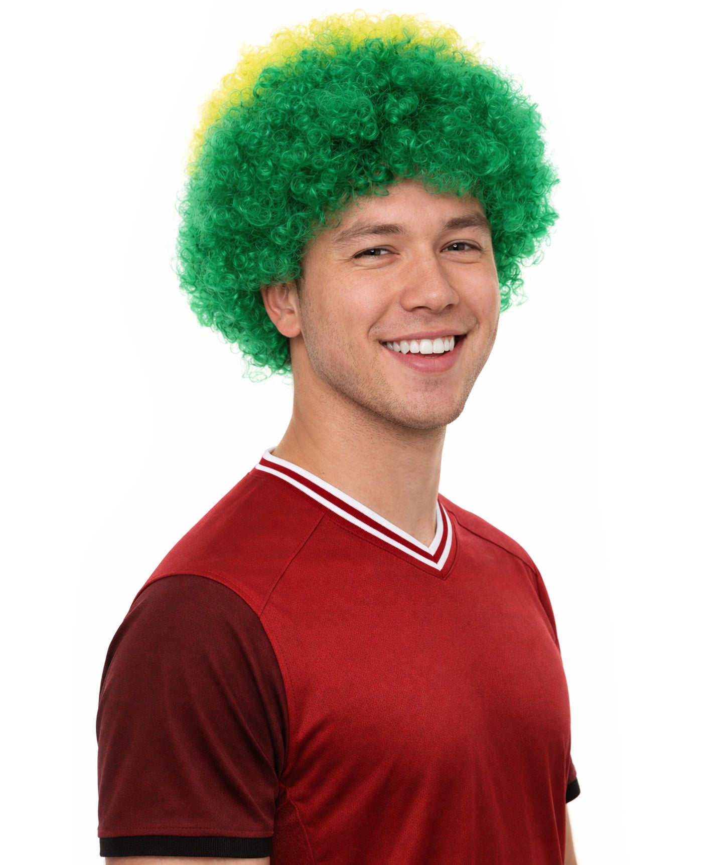 Brazil Flag Sport Afro Fun Wig | Jumbo Super Size Green Yellow Blue Wigs