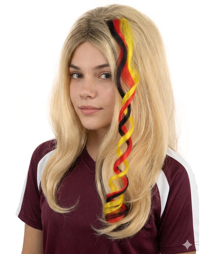 HPO Women's National Flag Hair Streak | Crafted from Flame-retardant Synthetic Febric with a textured spiral construction | Ideal for theater, drag, and costume events