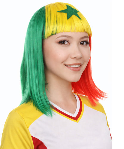 Senegal Flag Sport Party Bob Wig | Multicolor Africa National Pride Wigs | Premium Breathable Capless Cap