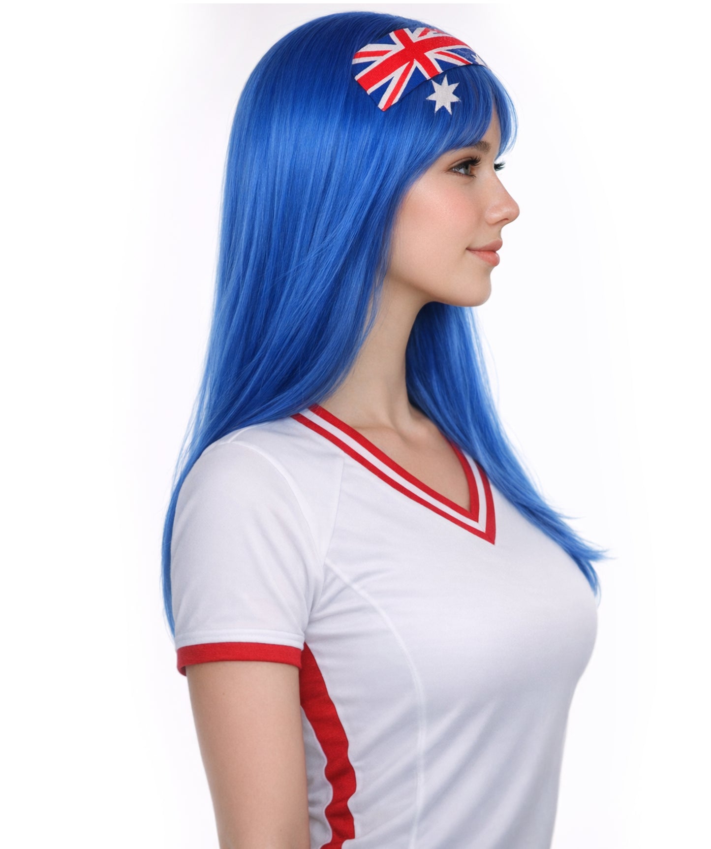 Australian Flag Sport Party Long Bob Wig | Premium Breathable Capless Cap