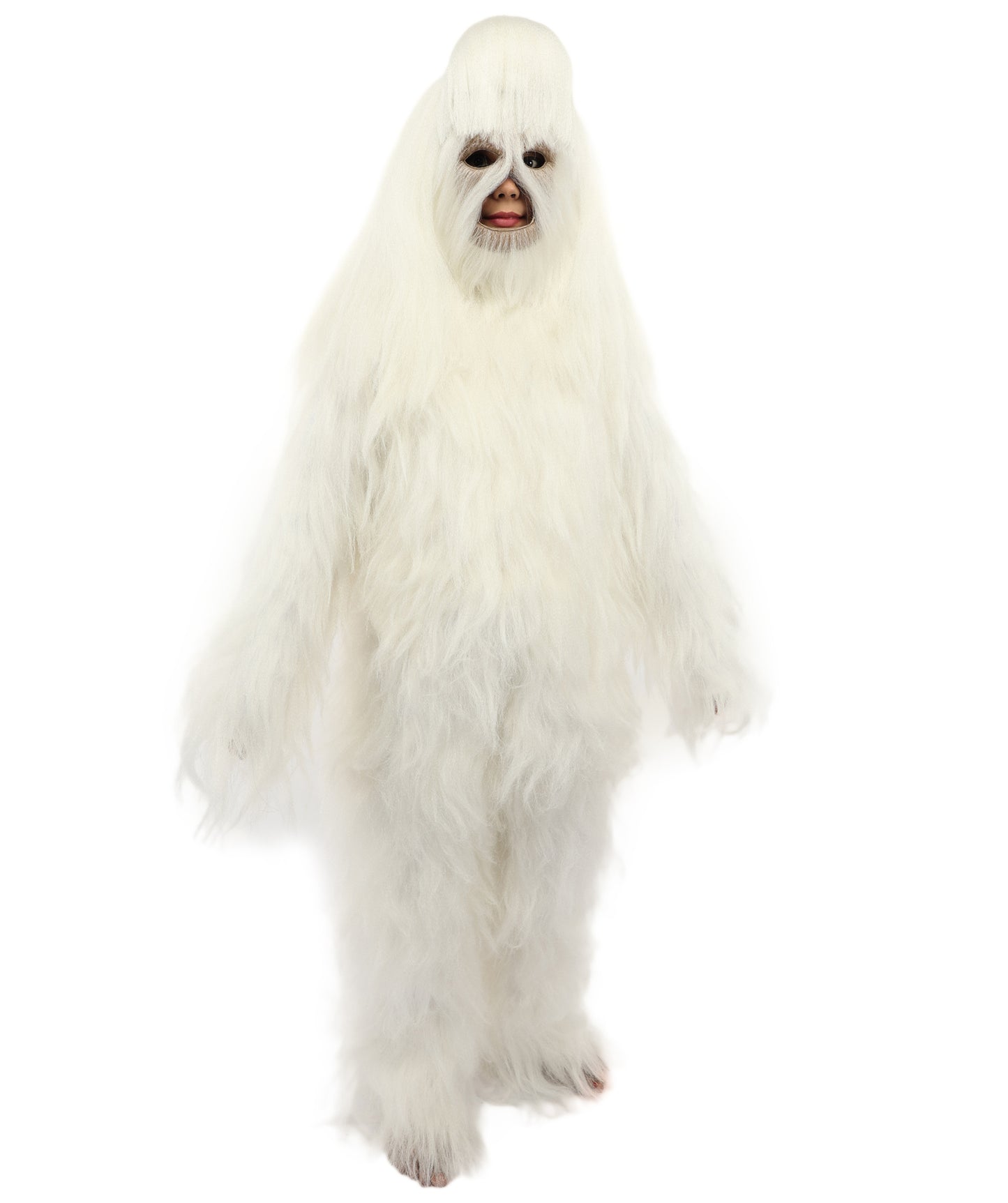 HPO Teen Extreme Hairy Person Costume Bundle & Mask Set - Full-Body Hair Suit Extra-Long Costume Wig for Halloween, Cosplay & Parties - Multiple Color Options