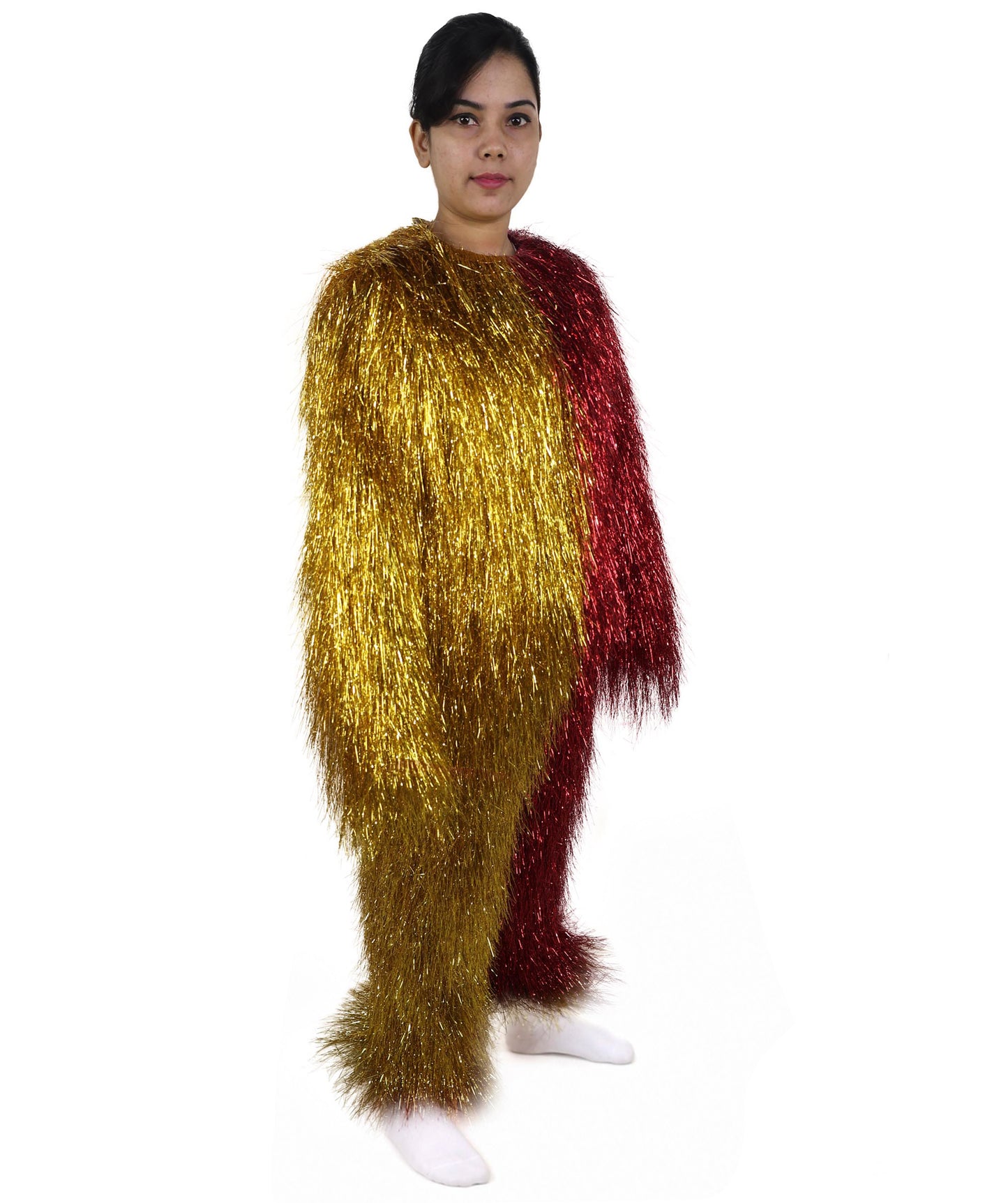 HPO Teen Extreme Hairy Two Part Costume Bundle & Mask Set - Full-Body Hair Suit Extra-Long Costume Wig for Halloween, Cosplay & Parties - Multiple Color Options
