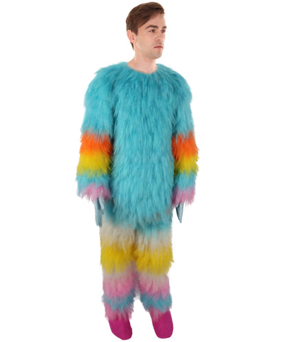 HPO Unisex Furry Blue Monster Plush Costume Set – Head Mask & Full Suit| Perfect for Halloween| Flame-retardant Synthetic Fabric