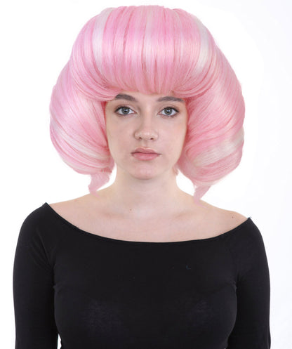 Women’s Short Curled Bubble Bob Klara Wig in Soft Pastel Pink | Anime & Cosplay Synthetic Hairpiece| Breathable Capless Cap