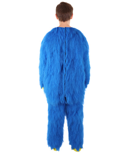 HPO Adult Furry Blue Monster Full-Body Costume with Scary Mask| Perfect for Halloween| Flame-retardant Synthetic Fabric