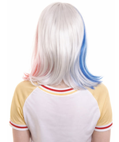 Red White and Blue Bob with Tinsel | Sparkly Celebrity Halloween Wigs | Premium Capless Cap