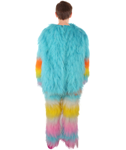 HPO Unisex Furry Blue Monster Plush Costume Set – Head Mask & Full Suit| Perfect for Halloween| Flame-retardant Synthetic Fabric