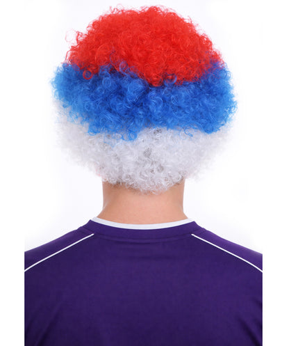 Serbia Flag Sport Afro Wig | Jumbo Sport Wig