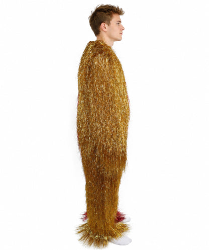 HPO Unisex Tinsel Hairy Two-Part Costume, Bundle & Mask Set | Full-Body Suit & Matching Mask | Long Hair Funny Costume for Halloween, Performers, Cosplay & Mascots