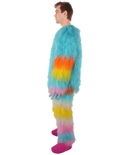 HPO Unisex Furry Blue Monster Plush Costume Set – Head Mask & Full Suit| Perfect for Halloween| Flame-retardant Synthetic Fabric