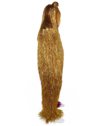 HPO Unisex Tinsel Hairy Two-Part Costume, Bundle & Mask Set | Full-Body Suit & Matching Mask | Long Hair Funny Costume for Halloween, Performers, Cosplay & Mascots