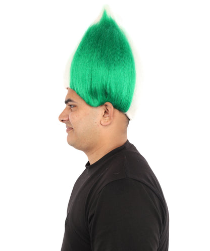 HPO Unisex Côte d’Ivoire Flag Troll Wig – Orange, White, and Green Spiky Hair | Ideal for Sports Football, Sports Events & National Celebrations