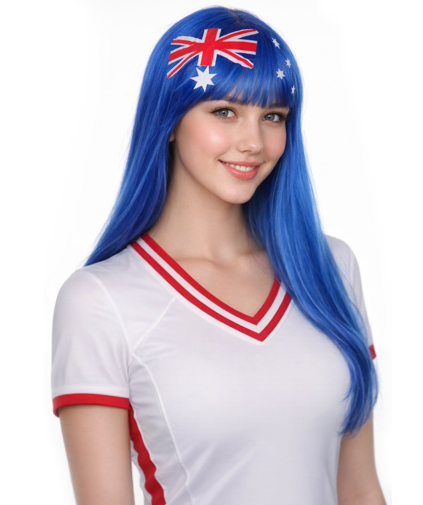 Australian Flag Sport Party Long Bob Wig | Premium Breathable Capless Cap