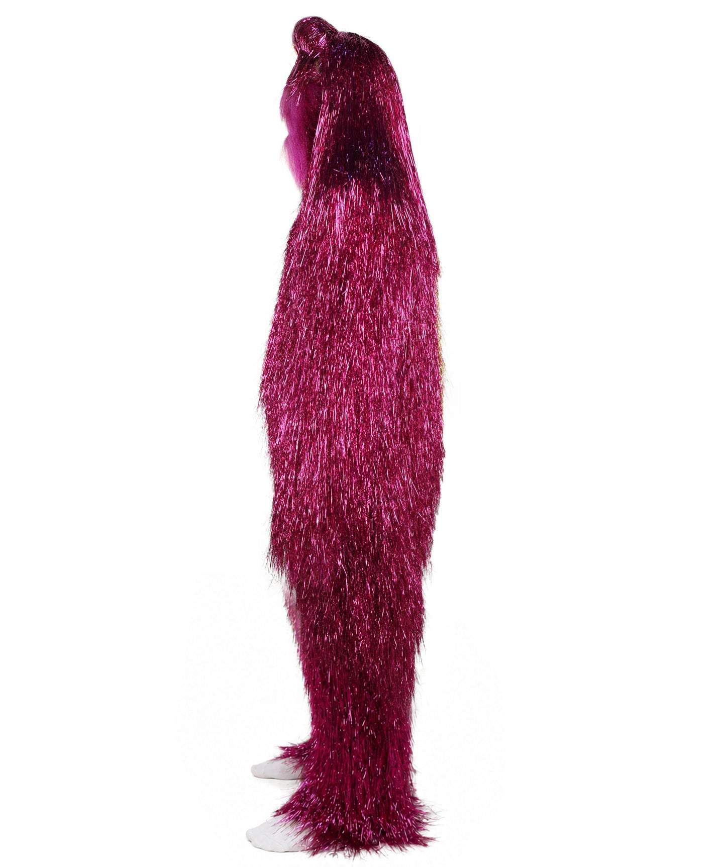 HPO Unisex Tinsel Hairy Two-Part Costume, Bundle & Mask Set | Full-Body Suit & Matching Mask | Long Hair Funny Costume for Halloween, Performers, Cosplay & Mascots