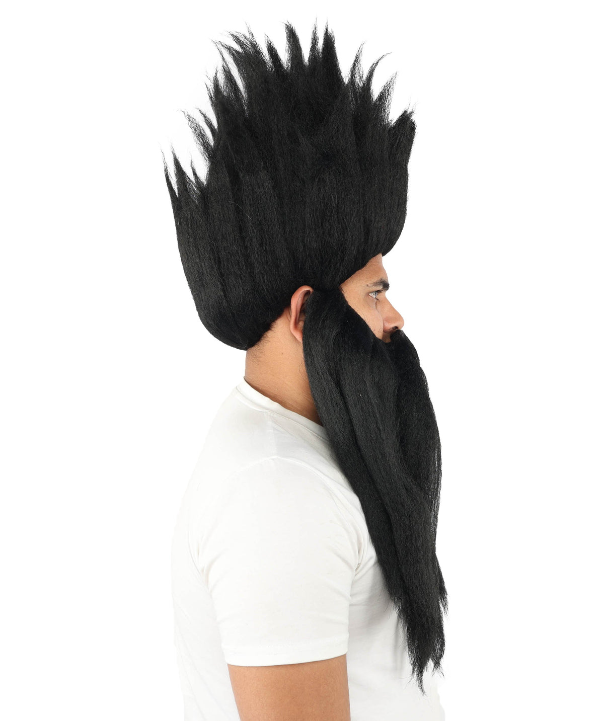 Wild Man Wig Beard & Mustache Set | Voluminous Multicolor Options Messy Hair with Matching Facial Hair, Synthetic Fiber & Breathable Cap | Halloween, Jungle Roleplay, Theater, Carnival & Costume Party