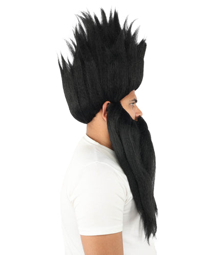 Wild Man Wig Beard & Mustache Set | Voluminous Multicolor Options Messy Hair with Matching Facial Hair, Synthetic Fiber & Breathable Cap | Halloween, Jungle Roleplay, Theater, Carnival & Costume Party