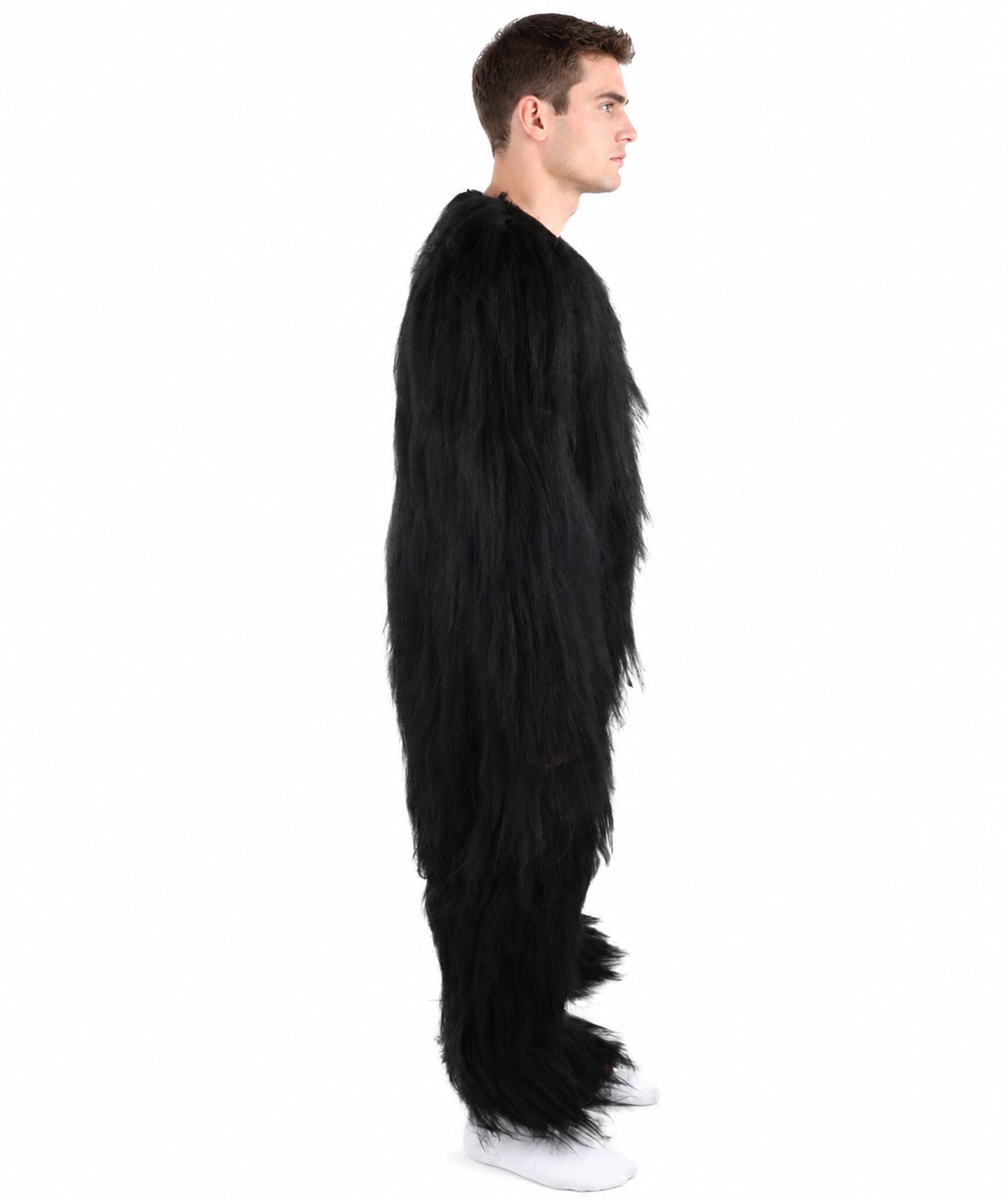 HPO Unisex Extreme Hairy Person Costume, Mask and Bundle - Full-Body Hair Suit Extra-Long Ash Brown Costume Wig for Halloween, Cosplay & Parties