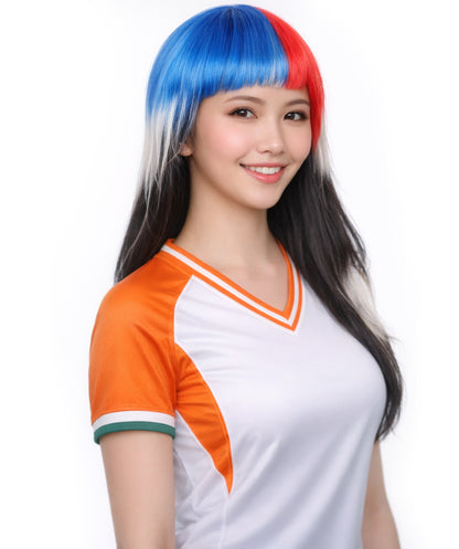 South Korea Flag Sport Party Long Bob Wig | Premium Breathable Capless Cap
