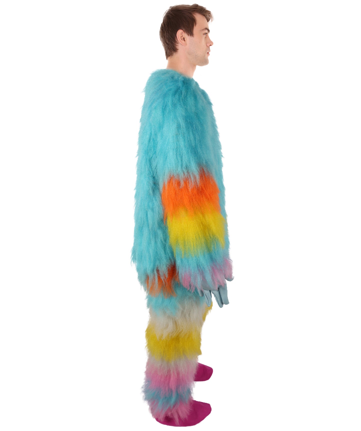 HPO Unisex Furry Blue Monster Plush Costume Set – Head Mask & Full Suit| Perfect for Halloween| Flame-retardant Synthetic Fabric