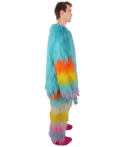 HPO Unisex Furry Blue Monster Plush Costume Set – Head Mask & Full Suit| Perfect for Halloween| Flame-retardant Synthetic Fabric