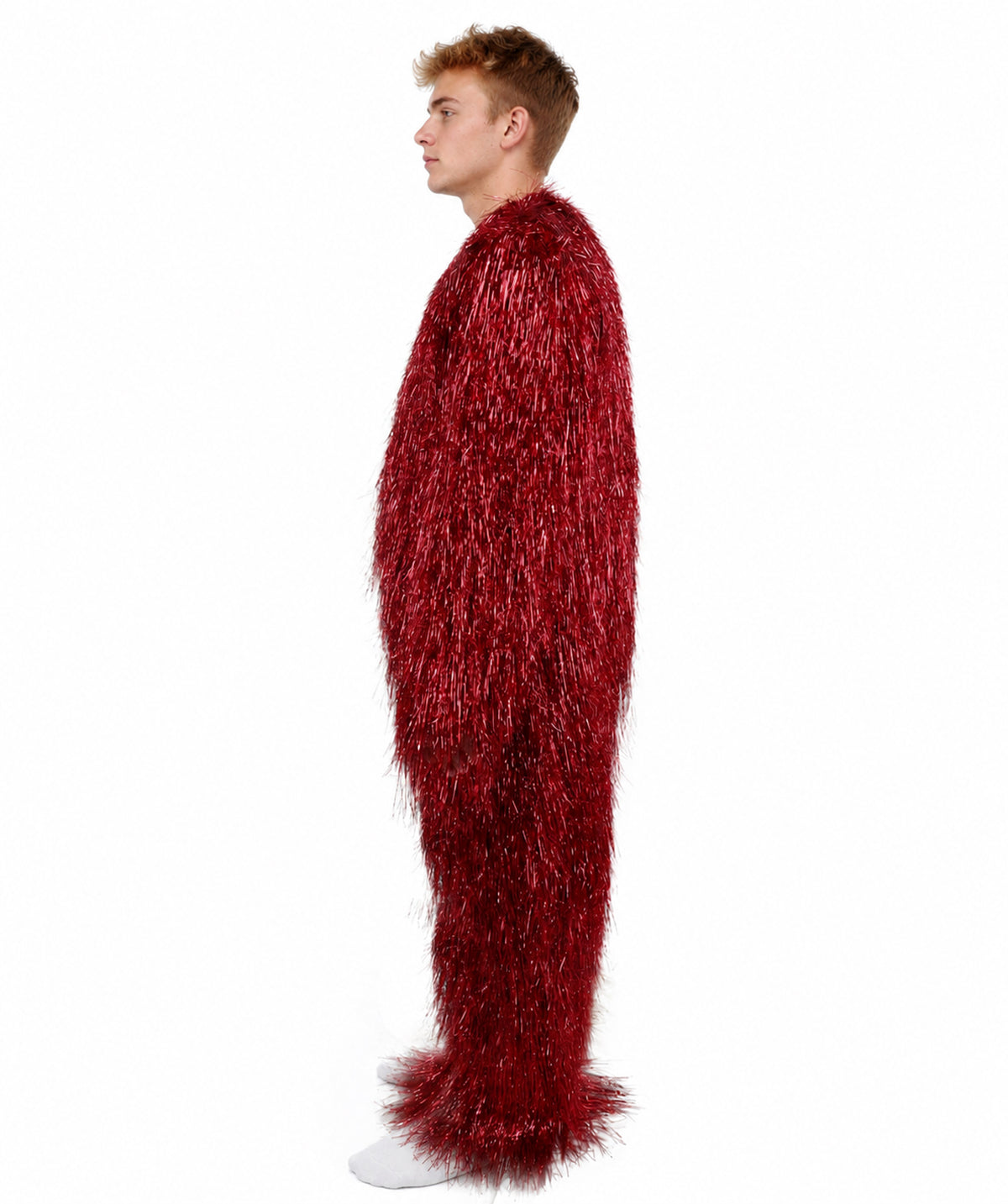 HPO Unisex Tinsel Hairy Two-Part Costume, Bundle & Mask Set | Full-Body Suit & Matching Mask | Long Hair Funny Costume for Halloween, Performers, Cosplay & Mascots